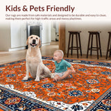 Ultra Soft Area Rug, Non Slip, Stain Resistant, Washable Area Rugs for Living Room, Bedroom, Timeless Vintage Botanical Design(Orange)