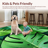 Ultra Soft Area Rug, Non Slip, Stain Resistant, Washable Area Rugs for Living Room, Bedroom, Fun Green Leaf Bathtub Rug for Tropical Decor(Green)
