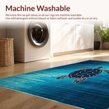 Ultra Soft Area Rug, Non Slip, Stain Resistant, Washable Area Rugs for Living Room, Bedroom, Elegant Ocean-Inspired Motif(Blue)