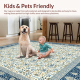 Ultra Soft Area Rug, Non Slip, Stain Resistant, Washable Area Rugs for Living Room, Bedroom, Classic Beige/Blue Floor(Blue)