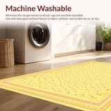 Ultra Soft Area Rug, Non Slip, Stain Resistant, Washable Area Rugs for Living Room, Bedroom, Vibrant Round Patterned Delight(Yellow)
