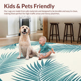 Ultra Soft Area Rug, Non Slip, Stain Resistant, Washable Area Rugs for Living Room, Bedroom, Stylish Coastal Inspired Leaf Print(Beige)