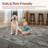 Ultra Soft Area Rug, Non Slip, Stain Resistant, Washable Area Rugs for Living Room, Bedroom, Chris Loves FRA Subtle Taupe Charcoal Patterned(Gray)