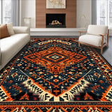Ultra Soft Area Rug, Non Slip, Stain Resistant, Washable Area Rugs for Living Room, Bedroom, Rustic Black and White Trellis Design(Black)