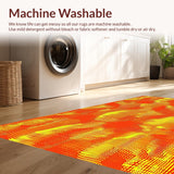 Ultra Soft Area Rug, Non Slip, Stain Resistant, Washable Area Rugs for Living Room, Bedroom, Dynamic Curvilinear Motif(Orange)