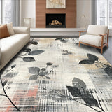 Ultra Soft Area Rug, Non Slip, Stain Resistant, Washable Area Rugs for Living Room, Bedroom, Midnight Bloom Black And White Floral Inspired Rug(Gray)