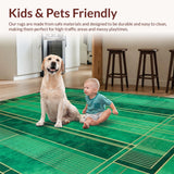 Ultra Soft Area Rug, Non Slip, Stain Resistant, Washable Area Rugs for Living Room, Bedroom, Bold Gold Accented Graphic Motif(Green)