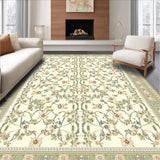 Ultra Soft Area Rug, Non Slip, Stain Resistant, Washable Area Rugs for Living Room, Bedroom, Sage Trellis Kitchen Beige Farmhouse Area(Ivory)