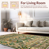 Ultra Soft Area Rug, Non Slip, Stain Resistant, Washable Area Rugs for Living Room, Bedroom, Lively Trellis Design in Greens(Brown)