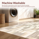 Ultra Soft Area Rug, Non Slip, Stain Resistant, Washable Area Rugs for Living Room, Bedroom, Serene Beige Entryway Abstract Geometric Design for Home(Beige)
