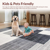 Ultra Soft Area Rug, Non Slip, Stain Resistant, Washable Area Rugs for Living Room, Bedroom, Sleek Monochrome Abstract Artistry(Gray)