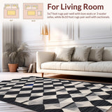 Ultra Soft Area Rug, Non Slip, Stain Resistant, Washable Area Rugs for Living Room, Bedroom, Elegant Abstract Patterned Entrance Mat(Black)