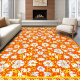Ultra Soft Area Rug, Non Slip, Stain Resistant, Washable Area Rugs for Living Room, Bedroom, Lively Spring-Inspired Rug Art(Orange)