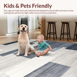 Ultra Soft Area Rug, Non Slip, Stain Resistant, Washable Area Rugs for Living Room, Bedroom, Stylish Minimalist Lattice Design(Gray)