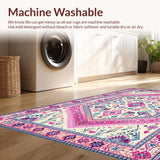 Ultra Soft Area Rug, Non Slip, Stain Resistant, Washable Area Rugs for Living Room, Bedroom, Bright Contemporary Ogee Patterns(Ivory)