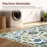 Ultra Soft Area Rug, Non Slip, Stain Resistant, Washable Area Rugs for Living Room, Bedroom, Vintage Cream Green Bedroom Floral Carpet(White)
