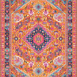 Ultra Soft Area Rug, Non Slip, Stain Resistant, Washable Area Rugs for Living Room, Bedroom, Stylish Symmetrical Floral Arrangement(Orange)