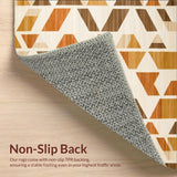 Ultra Soft Area Rug, Non Slip, Stain Resistant, Washable Area Rugs for Living Room, Bedroom, Canyon Winds Collection Angular Shapes in Warm Colors(Brown)