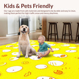 Ultra Soft Area Rug, Non Slip, Stain Resistant, Washable Area Rugs for Living Room, Bedroom, Whimsical Yellow and White Palette(Yellow)
