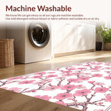 Ultra Soft Area Rug, Non Slip, Stain Resistant, Washable Area Rugs for Living Room, Bedroom, Rustic Nature-Inspired Floral Theme(Pink)