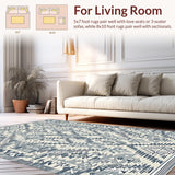 Ultra Soft Area Rug, Non Slip, Stain Resistant, Washable Area Rugs for Living Room, Bedroom, Sleek Monochrome Linear Design(Blue)
