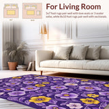 Ultra Soft Area Rug, Non Slip, Stain Resistant, Washable Area Rugs for Living Room, Bedroom, Luxurious Vibrant Garden Style(Purple)