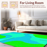 Ultra Soft Area Rug, Non Slip, Stain Resistant, Washable Area Rugs for Living Room, Bedroom, Dynamic Circular Symmetry Concept(Green)