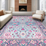 Ultra Soft Area Rug, Non Slip, Stain Resistant, Washable Area Rugs for Living Room, Bedroom, Sophisticated Whimsical Tiled Aesthetic(Blue)