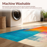 Ultra Soft Area Rug, Non Slip, Stain Resistant, Washable Area Rugs for Living Room, Bedroom, Contemporary Artistic Swirl Motif(Orange)