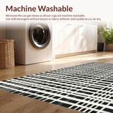 Ultra Soft Area Rug, Non Slip, Stain Resistant, Washable Area Rugs for Living Room, Bedroom, Modern Geometric Rug Black White Design for Use(Black)