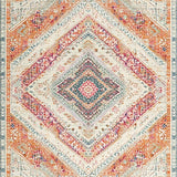 Ultra Soft Area Rug, Non Slip, Stain Resistant, Washable Area Rugs for Living Room, Bedroom, Artistic Medallion Patterned Area Rug in Soft Pastel Hues(White)
