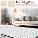 Ultra Soft Area Rug, Non Slip, Stain Resistant, Washable Area Rugs for Living Room, Bedroom, Sleek Monochrome Pattern Play(Black)