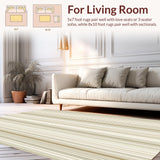 Ultra Soft Area Rug, Non Slip, Stain Resistant, Washable Area Rugs for Living Room, Bedroom, High Traffic Performance Featuring a Modern Striped Design in Beige(Beige)
