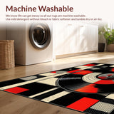 Ultra Soft Area Rug, Non Slip, Stain Resistant, Washable Area Rugs for Living Room, Bedroom, Minimalist Circular Music Statement(Black)