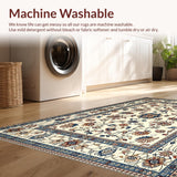 Ultra Soft Area Rug, Non Slip, Stain Resistant, Washable Area Rugs for Living Room, Bedroom, Rustic Neutral Petal Design(Beige)