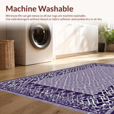 Ultra Soft Area Rug, Non Slip, Stain Resistant, Washable Area Rugs for Living Room, Bedroom, Artful Purple Symmetrical Design(Purple)