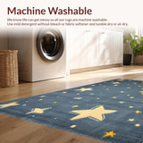 Ultra Soft Area Rug, Non Slip, Stain Resistant, Washable Area Rugs for Living Room, Bedroom, Charming Soft Grey Cosmic Motif(Blue)