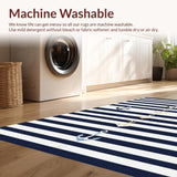 Ultra Soft Area Rug, Non Slip, Stain Resistant, Washable Area Rugs for Living Room, Bedroom, Contemporary Blue and Ivory Stripes(Blue)