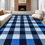 Ultra Soft Area Rug, Non Slip, Stain Resistant, Washable Area Rugs for Living Room, Bedroom, Contemporary White and Blue Geometric(Blue)