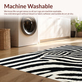 Ultra Soft Area Rug, Non Slip, Stain Resistant, Washable Area Rugs for Living Room, Bedroom, Black and White Cowhide Living Room Animal Mat(Black)