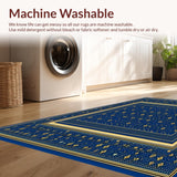 Ultra Soft Area Rug, Non Slip, Stain Resistant, Washable Area Rugs for Living Room, Bedroom, Modern Loom Geometric Area(Blue)