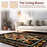Ultra Soft Area Rug, Non Slip, Stain Resistant, Washable Area Rugs for Living Room, Bedroom, Boho Luxe Aztec Geometry(Black)