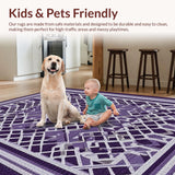 Ultra Soft Area Rug, Non Slip, Stain Resistant, Washable Area Rugs for Living Room, Bedroom, Contemporary Checked Visual Harmony(Purple)