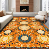 Ultra Soft Area Rug, Non Slip, Stain Resistant, Washable Area Rugs for Living Room, Bedroom, Trendy Natural Palette Circular Style(Orange)