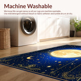 Ultra Soft Area Rug, Non Slip, Stain Resistant, Washable Area Rugs for Living Room, Bedroom, Whimsical Starry Night Motif(Blue)
