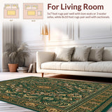 Ultra Soft Area Rug, Non Slip, Stain Resistant, Washable Area Rugs for Living Room, Bedroom, Natural Wood Grain Rectangle Earthy Tones(Green)