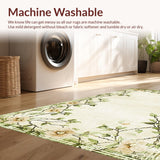 Ultra Soft Area Rug, Non Slip, Stain Resistant, Washable Area Rugs for Living Room, Bedroom, Chic Botanical Patterned Texture(Beige)