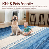 Ultra Soft Area Rug, Non Slip, Stain Resistant, Washable Area Rugs for Living Room, Bedroom, Modern Gradient Stripe Rug(Blue)