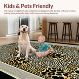 Ultra Soft Area Rug, Non Slip, Stain Resistant, Washable Area Rugs for Living Room, Bedroom, Vivid Wild Patterned Textile(Brown)