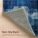 Ultra Soft Area Rug, Non Slip, Stain Resistant, Washable Area Rugs for Living Room, Bedroom, Transitional Coastal Wave Design(Blue)